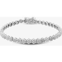 9ct White Gold 3.00ct Diamond Flower Cluster Tennis Bracelet THB23595300