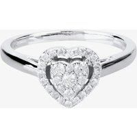 9ct White Gold 0.25ct Diamond Heart Cluster Ring THR10927-25 Q