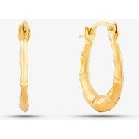 9ct Yellow Gold Small Patterned Oval Hoop Earrings UER127Y