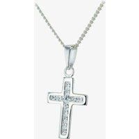 Silver 16mm Cubic Zirconia Cross and Chain SCS1