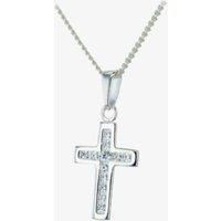 Silver 16mm Cubic Zirconia Cross and Chain SCS1