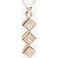 Topaz Silver Triple Square-cut Cubic Zirconia Rubover Pendant PZ-062-SQ