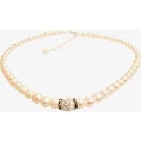 T H Baker Silver White Simulated Pearl Cubic Zirconia Ball Necklace N11271