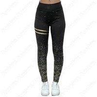 Foil Detail High Waist Gym Leggings - Black