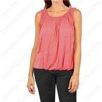 Jersey Ruched Neck Bubble Vest Top - Black