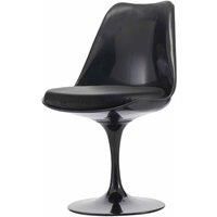 Fusion Living Black Tulip Dining Chair With Pu Cushion Black
