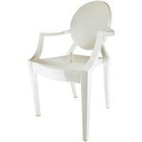 Fusion Living Ivory White Ghost Style Plastic Louis Armchair