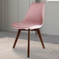 Fusion Living Soho Plastic Dining Chair With Squared Dark Wood Legs Blush Pink