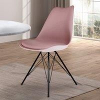 Fusion Living Soho Plastic Dining Chair With Black Metal Legs Blush Pink