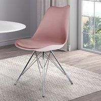 Fusion Living Soho Blush Pink Plastic Dining Chair with Chrome Metal Legs