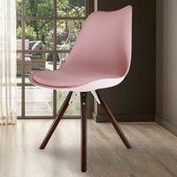 Fusion Living Soho Plastic Dining Chair With Pyramid Dark Wood Legs Blush Pink