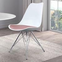 Fusion Living Soho Plastic Dining Chair With Chrome Metal Legs White & Blush Pink