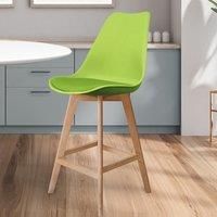 Fusion Living Soho Plastic Bar Stool With Light Wood Legs Green
