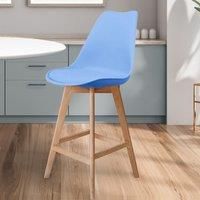 Fusion Living Soho Plastic Bar Stool With Light Wood Legs Light Blue