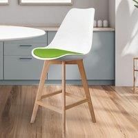 Fusion Living Soho Plastic Bar Stool With Light Wood Legs White & Green