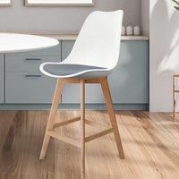 Fusion Living Soho Plastic Bar Stool With Light Wood Legs White & Dark Grey