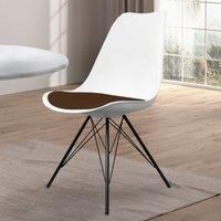 Fusion Living Soho Plastic Dining Chair With Black Metal Legs White & Chocolate