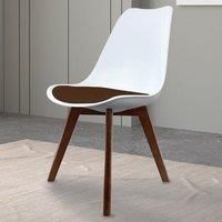 Fusion Living Soho Plastic Dining Chair With Squared Dark Wood Legs White & Chocolate