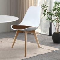Fusion Living Soho Plastic Dining Chair With Squared Light Wood Legs White & Chocolate
