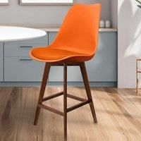 Fusion Living Soho Orange Plastic Bar Stool with Dark Wood Legs