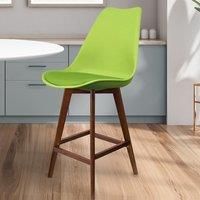 Fusion Living Soho Plastic Bar Stool With Dark Wood Legs Green, Green