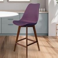 Fusion Living Soho Plastic Bar Stool With Dark Wood Legs Aubergine