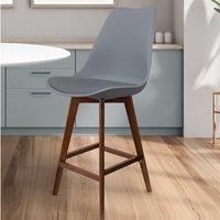 Fusion Living Soho Plastic Bar Stool With Dark Wood Legs Dark Grey