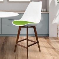 Fusion Living Soho Plastic Bar Stool With Dark Wood Legs White & Green
