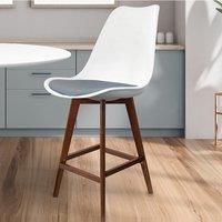Fusion Living Soho Plastic Bar Stool With Dark Wood Legs White & Dark Grey, Grey