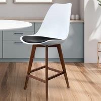 Fusion Living Soho Plastic Bar Stool With Dark Wood Legs White & Black