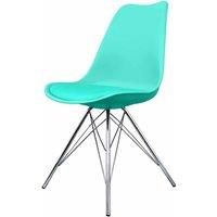 Fusion Living Soho Plastic Dining Chair With Chrome Metal Legs Aqua
