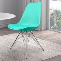 Fusion Living Soho Plastic Dining Chair With Chrome Metal Legs Aqua