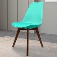 Fusion Living Soho Plastic Dining Chair With Squared Dark Wood Legs Aqua