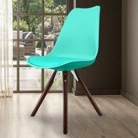 Fusion Living Soho Plastic Dining Chair With Pyramid Dark Wood Legs Aqua