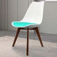 Fusion Living Soho Plastic Dining Chair With Squared Dark Wood Legs White & Aqua