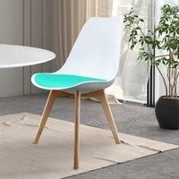 Fusion Living Soho Plastic Dining Chair With Squared Light Wood Legs White & Aqua