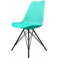 Fusion Living Soho Plastic Dining Chair With Black Metal Legs Aqua