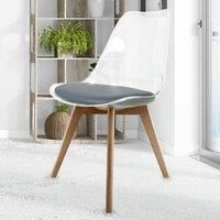 Fusion Living Soho Clear and Dark Grey Plastic Dining Chair With Squared Light Wood Legs, Grey