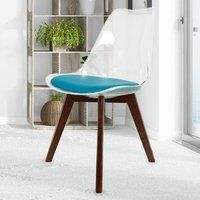 Clear Plastic Dining Chairs - Dark Wood Legs - Seat Pad - Various Colours - Soho