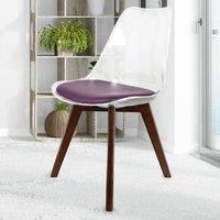 Clear Plastic Dining Chairs - Dark Wood Legs - Seat Pad - Various Colours - Soho