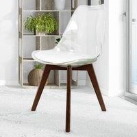Clear Plastic Dining Chairs - Dark Wood Legs - Seat Pad - Various Colours - Soho