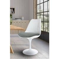 Fusion Living White and Velveteen Grey Chelsea Side Chair
