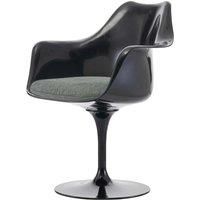 Fusion Living Black and Velveteen Grey Chelsea Armchair