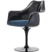 Fusion Living Black and Velveteen Navy Chelsea Armchair