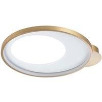 Happy Homewares Modern Sleek Brushed Gold Low Energy LED Ceiling Light with Inner Opal White Acrylic Film | 14w = 75w | 3000k Warm White | 822 Lumens | Perfect for Low Ceilings