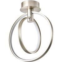 Happy Homewares Modern Eye-Catching Energy Saving LED Ceiling Light in Brushed Nickel with Two Spherical Rings | 38w = 125w | 3000k Warm White | 2204 Lumens | IP20 Rated