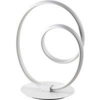 Happy Homewares Sleek Contemporary Low Energy LED Table Lamp with Spiral Coil Arm in Matt White | 12w = 75w | Inline Switched | 850 Lumens | 27cm Height