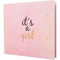 It's a Girl Photo Album with Gold Glitter Stars for Christening or Baby Showe...