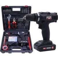 MYLEK Cordless Drill Set 18v Electric Driver DIY Combi Screwdriver Tool Kit, 1500mAh Li-Ion Battery, Variable Speed, LED Light, Lightweight Design, 90 Piece Accessory and Carry Case