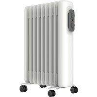Mylek Oil Filled Radiator Electric Heater Portable With Adjustable Thermostat - White / 36cm